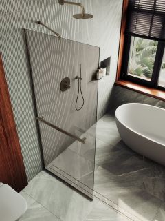 Душевая перегородка MaybahGlass MGD-727-2у 79см бронза